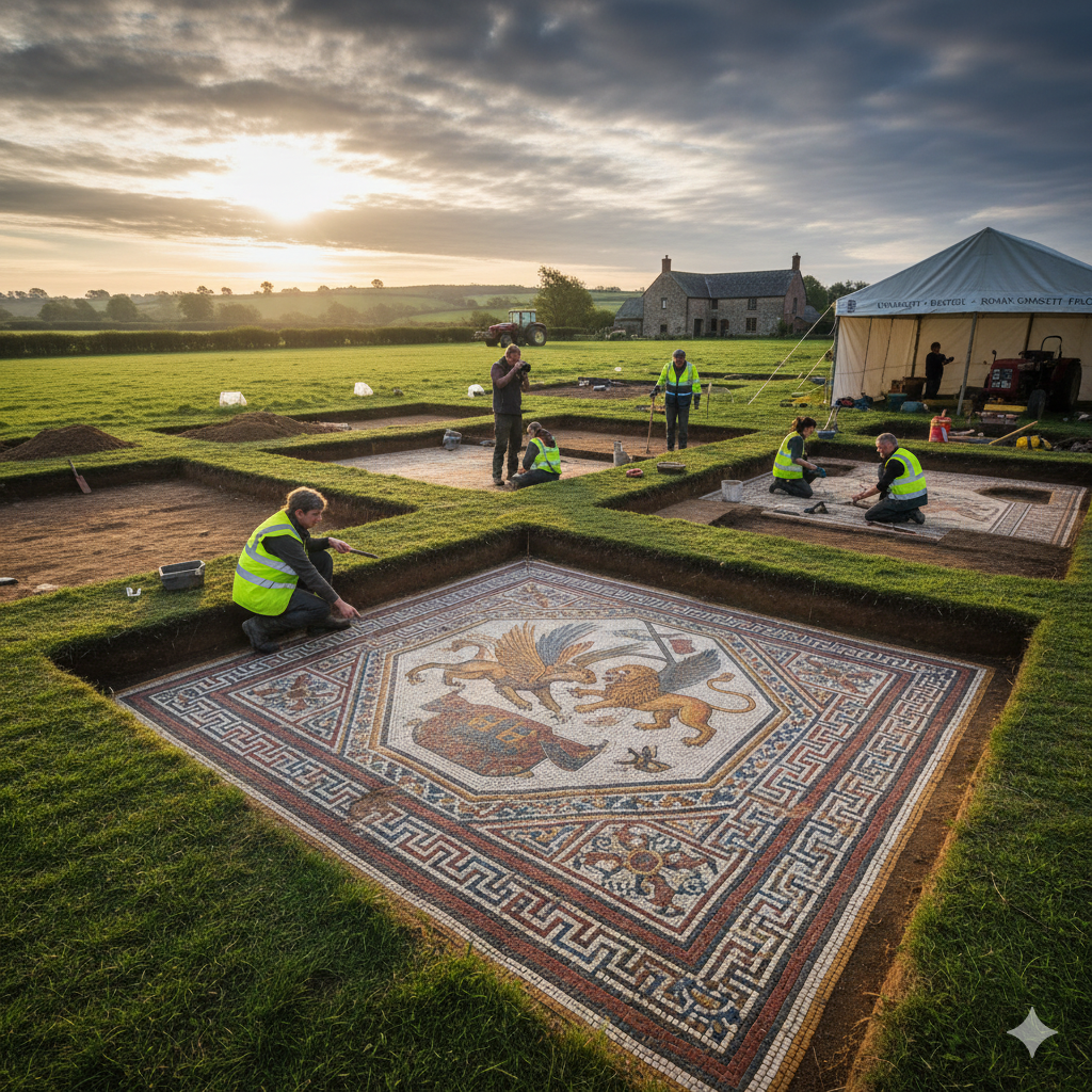 Historic Roman Villa Unearthed Beneath Rural English Field