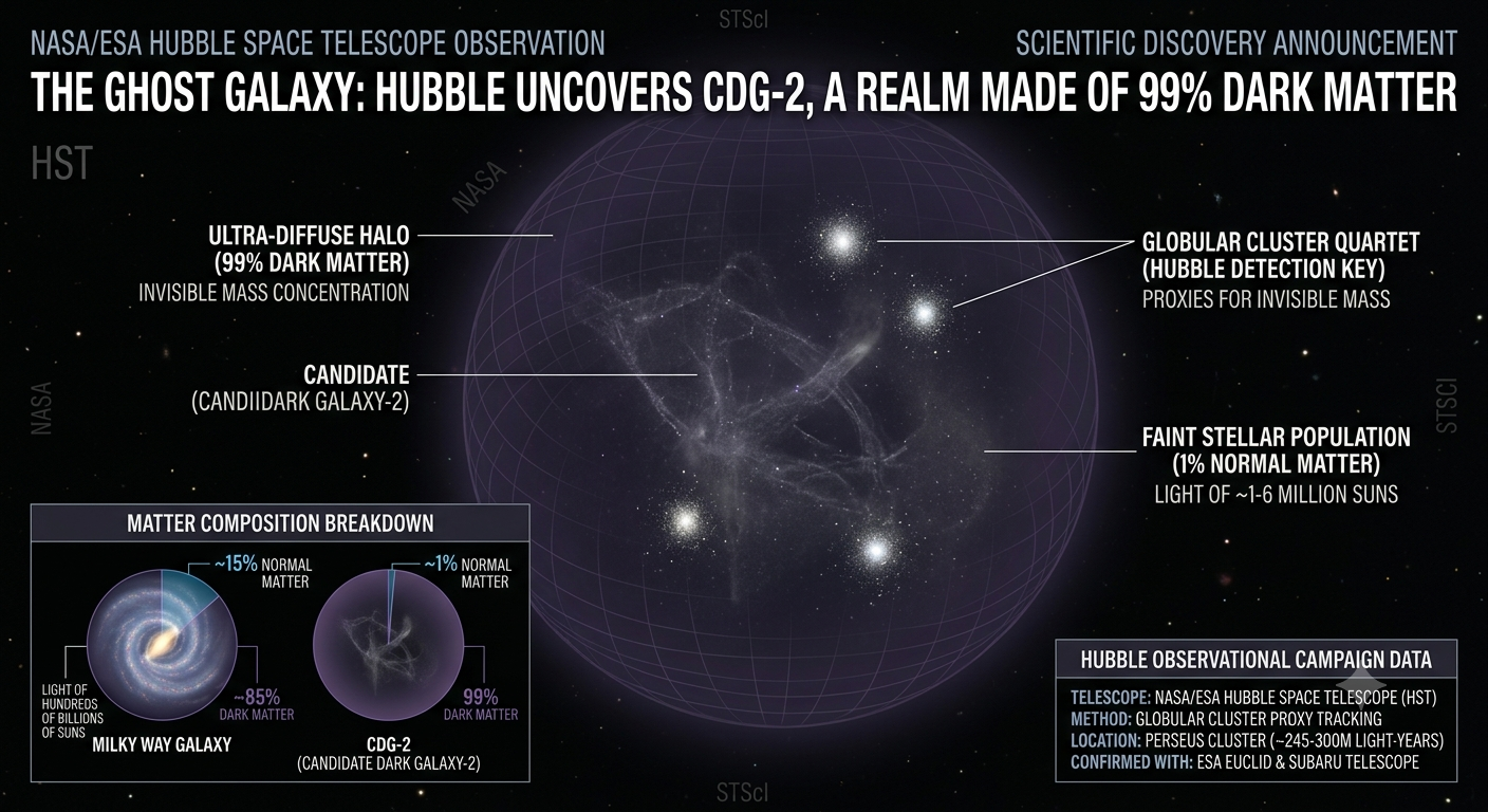 The Ghost Galaxy: Hubble Uncovers CDG-2, a Realm Made of 99% Dark Matter